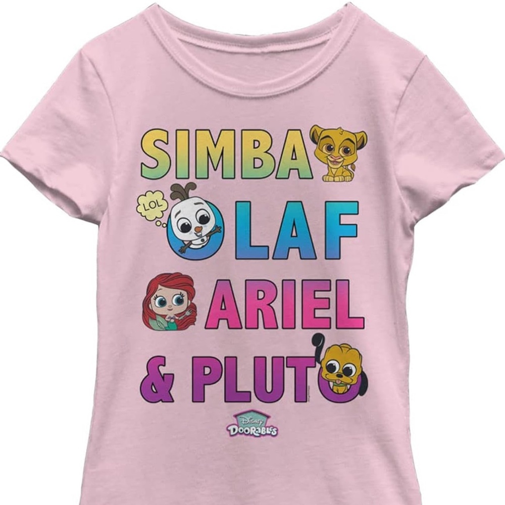 Disney Girls Doorables Text Stack Girls SS Tee: NEW